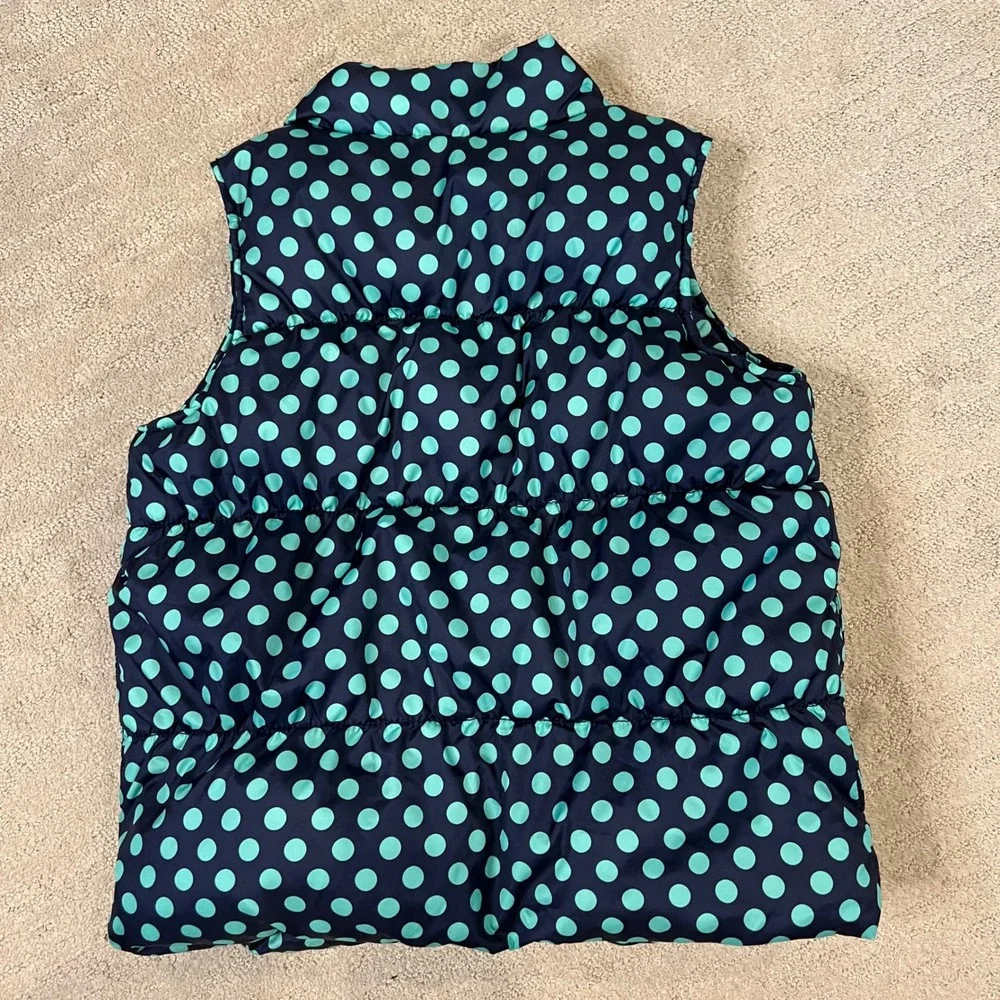 Old Navy Puffer Vest Polka Dot Frost Free Sleeveless Kids L/G (10-12) Navy Teal‎